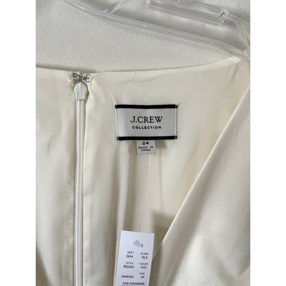 J.Crew Collection Cut Out Knee Length Puff Sleeve Dress Cream Size 24 Plus NEW - Picture 10 of 13